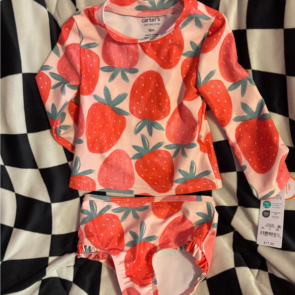 Carter's Pink Swimsuit with Red Strawberry Design